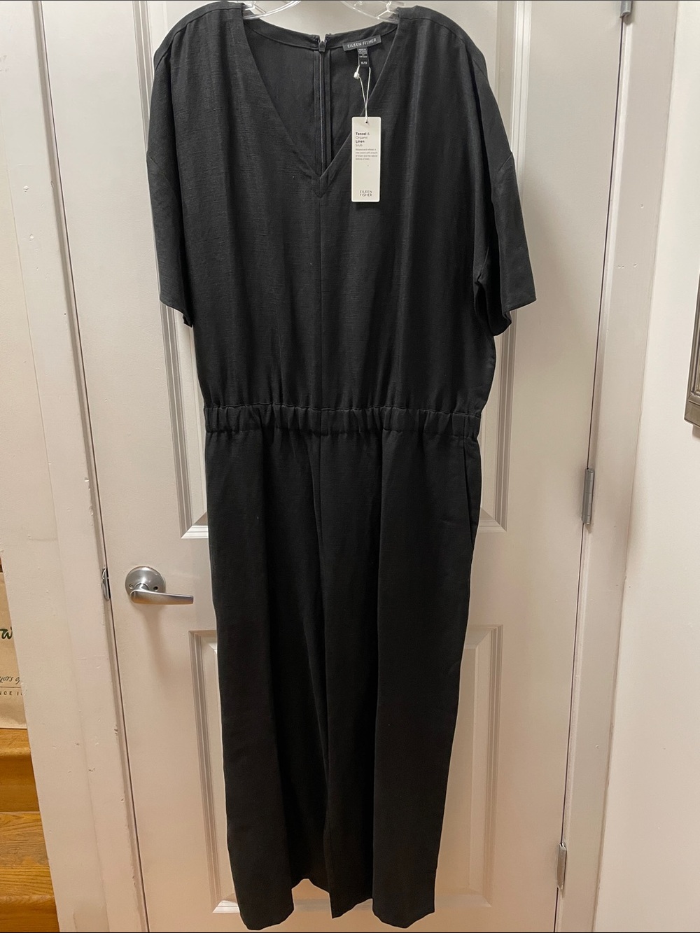 Eileen Fisher Black Short-Sleeve Jumpsuit